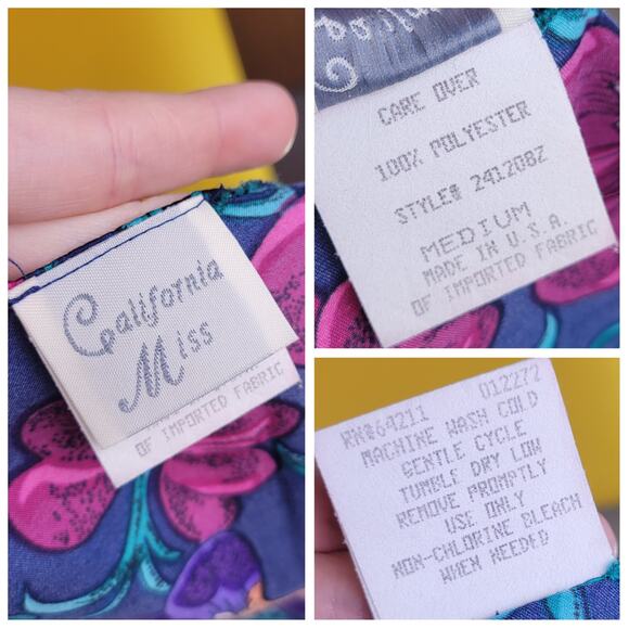 Vintage Black Floral Robe, M - Picture 4 of 7